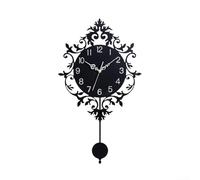 Comgooldool Modern Silent Wall Clock Non-Ticking Operated Quartz Large For DIAL Clear Numbers Stylish Decor For Living Room Bedroom Kitchen Office Home Decoration Black(With Pendulum)