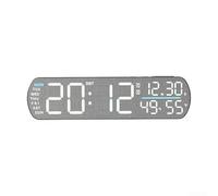 Comgooldool Modern Wooden LED Digital Alarm Clock With Date Temperature Display Night Light Timer Multifunction For Bedroom Desk Office Decor Gray(A Gray)