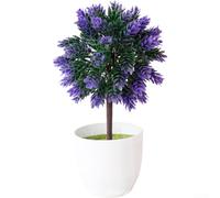 Comgooldool Pine And Cypress Leaf Ball Ornament 26Cm Artificial Floral Decor With Pot, Realistic Greenery Centerpiece For Wedding Table Home Office Shelf Display(Blue)