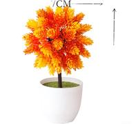 Comgooldool Pine And Cypress Leaf Ball Ornament 26Cm Artificial Floral Decor With Pot, Realistic Greenery Centerpiece For Wedding Table Home Office Shelf Display(Sunset)