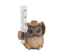 Comgooldool Resin Owl Rain Gauge Garden Ornament, 5 Inch Weather Station With Clear Scale, Outdoor Decor For Backyard Porch Deck And Lawn Art
