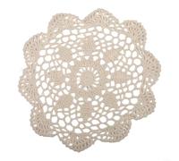 Comgooldool Round Lace Tablecloth Cotton Crochet Doily Mat White or Beige Handmade Hollow-Out Vintage Style for Dining Table, Cafe, Restaurant or Home Decoration, Washable-A6)(B1)