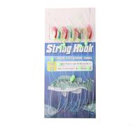 Comgooldool Sabiki-Rig Bait with 10 Hooks, Stainless Steel Feather Lures for Sea Fishing Mackerel Herring Smelt Sardines, Deep Water String Hooks with Snap Swivel, Random Color(15#)
