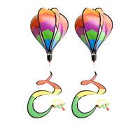 Comgooldool Set of 2 Air Balloon Wind Spinners with Geometric 3D Rotating Windmill Twister Design, Colorful Polyester Fiber Hanging Garden Decoration for Yard, Terrace, Balcony
