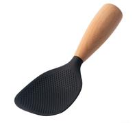 Comgooldool Silicone Rice Spoon with Wooden Handle, Heat-Resistant, Non-Slip, BPAFree, Gentle-on Non-Stick Cookware, Easy to-Clean, for Hot Rice and Cooking, White(Black)