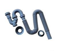 Comgooldool Telescopic Sink Drain Extension Tube, Flexible Plastic P Trap Pipe for Kitchen Bathroom Sewer, Anti-Odor Retractable Downpipe Hose, Easy Install for 1-1/2(1.1 m)