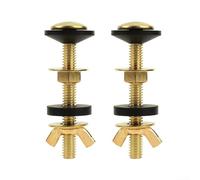 Comgooldool Toilet Cistern To Pan Fixing Kit With Carbon Steel Bolts And Rubber Gaskets For Secure WC Tank Connection Gold 74X27.5mm