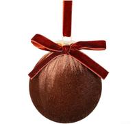 Comgooldool Velvet Bow Christmas Ball Ornament Fabric Bauble(Coffee Color)