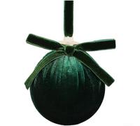 Comgooldool Velvet Bow Christmas Ball Ornament Fabric Bauble(Green)