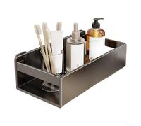 Comgooldool Wall Mounted Bathroom Shelf Organizer No Drill Storage Rack For Toiletries Skincare Products Modern Minimalist Space Saving Solution For Smooth For Surfaces Gray(Black)