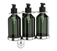 Comgooldool Wall Mounted Soap Dispenser Single Bottle Silver Brushed | Single bottle design, brushed metal finish, modern silver look, fits small bathrooms, easy refill access(3 holes)