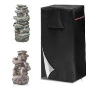 Comgooldool Waterproof Garden Fountain Cover Heavy Duty 600D Oxford Fabric With Zipper And Drawstring Windproof Dust Guard For Outdoor Cascading Bowl Stacked Stone Black 23.8x19x40 Inch