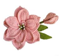 Comgooldool Wool Yarn Artificial Amaryllis Flowers Gradient Pink Yellow | Lifelike amaryllis blooms, hand-knitted wool, no wilting, permanent beauty, detailed craftsmanship(Coral Pink)