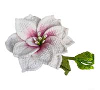 Comgooldool Wool Yarn Artificial Amaryllis Flowers Gradient Pink Yellow | Lifelike amaryllis blooms, hand-knitted wool, no wilting, permanent beauty, detailed craftsmanship(Gradient Pink)