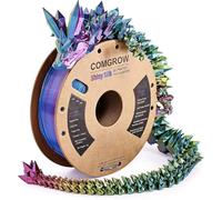 Comgrow Tri-Colors Silk PLA Filament,Rainbow Red-Blue-Yellow PLA Filament 1.75mm,Dimensional Accuracy +/- 0.02 mm,1KG Spool,Coextrusion 3D Filament with Shiny Silk