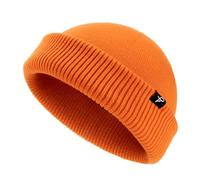 Comhats Mens Fisherman Beanie for Women Trawler Beanie Winter Hat Warmer Knitted Cuffed Hat for Walking Work Snow Gift UK Orange XL/XXL