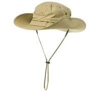 Comhats Mens Wide Brim Sun Hat UPF 50+ Waterproof Safari Boonie Hats for Fishing Hiking Camping Summer Outdoor Walking Sunhat Adjustable & Breathable Windproof Chin Strap L/XL Khaki