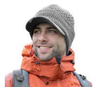 Comhats Merino Wool Knitted Peaked Beanie Hat Men Large Winter Hats for Women Cold Weather Double Layer Thermal Wooly Newsboy Caps Grey L/XL