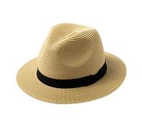 Comhats Summer Packable Panama Fedora Trilby Straw Hat 00715 Beige 3XL