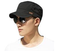 Comhats Unisex Mens Cotton Army Caps Military Hats Baseball Sun Hat Trucker Cadet Combat Cap for Men 63-65CM Black XL