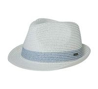 Comhats Unisex Summer Panama Fedora Trilby Straw Sun Hats for Men Women Safari Beach Hat Packable XS-XXXL (UK, Alpha, M, 16010_White Blue)
