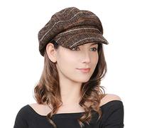 Comhats Womens Woollen Elegant Baker Boy Cap Newsboy Paperboy Cabbie Peaked Beret Cloche Casual Winter Hats for Ladies Brown