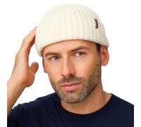 Comhats Wool Fisherman Beanie Hats for Men Winter Fashion Knitted Hats Warm Cuffed Skull Cap Gifts Running Ski Big Cold Weather White X-Large XX-Large XL XXL