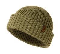 Comhats Wool Fisherman Beanie Hats for Men Winter Fashion Knitted Hats Warm Cuffed Skull Cap Gifts Running Ski Big Cold Weather Army Green X-Large XX-Large XL XXL