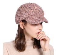 Comhats Wool Ladies Winter Hats Womens Visor Beanie Double Layer Knit Peaked Beanies Baker Boy Hat 120_Orange Mixed