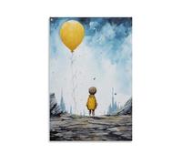 Comic Abstract Balloon Canvas Wall Art, Watercolor Nature Landscape Painting on Textured Canvas Prints Picture Poster for Living Room Bedroom Home Wall Decoration Artwork Unframe 08x12inch(20x30cm)