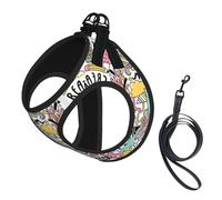Comic Ar Print Pet Leash Vest,Breathable Mesh Pet Harness, Reflective For Small Medium Dogs Safe Easy Walking