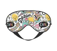 Comic ar Print Silk Sleep Mask with Adjustable Buckle Stylish Eye Mask for Women Travel Nap Shift Work Office