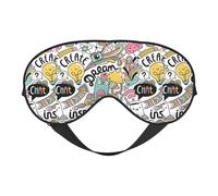 Comic Ar Reversible Eye Mask Double Sided Blackout Mask Adjustable Soft Sleep Travel Nap Cover
