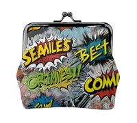 Comic Art Print Stylish Unique Coin Purse Cute Mini Wallet with Kiss Lock Waterproof for Coins