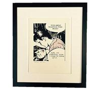 Comic Art Spuds Kiss Handmade Framed Screen Print, Cotton, Red
