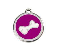 Red Dingo Comic Bone Enamel Dog Tag Purple - Medium
