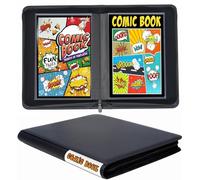 Comic Book Binder, 24+ Pockets Comic Book Storage Album, Premium PU Leather Comics Binder Fit for Comic Books (Black)