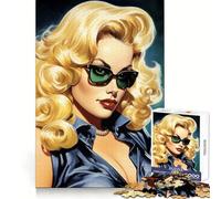 Comic Book Blonde Girl Jigsaw 1000 Pieces for Teenagers Reason Skill, Stress Relief Play, Enjoyable Challenge, Nice Art (50x75cm)