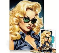 Comic Book Blonde Girl Jigsaw 1000 Pieces for Teenagers Reason Skill, Stress Relief Play, Enjoyable Challenge, Nice Art (50x75cm)