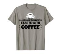 Comic Book Collecting Starts with Coffee T-Shirt