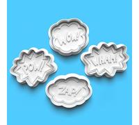 Comic Book Pow Zap Cookie Cutter & Fondant Stamp Set - Fun Party Celebration Baking Tool for Themed Cookies