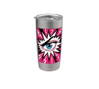 Comic Book Style Eye Ball Lashes Art Optometry Job Eye Sight Stainless Steel Insulated Tumbler