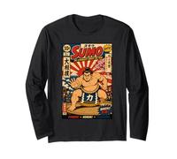 Comic Book Sumo Wrestler Wrestling Art Retro Men Long Sleeve T-Shirt