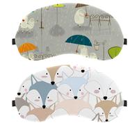 Comic Cartoon Foxes Head Pattern 2-Pack Eye Patch and Eye Masks Set, Light-Blocking, Soft, Breathable Sleep Mask Kit