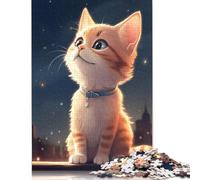 Comic Cat At Night Jigsaw Puzzles Puzzle for Adults Kids. 1000 Pieces Impossible Challenge Toy Educational Games Home Decoration for Adults& Kids Age 14 Years Up 1000pcs (75x50cm)
