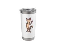 Comic cat Enjoying a Glass of Wine - Wine Drinker Stainless Steel Insulated Tumbler