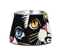 Comic Cats Black White Dogs Feeding Bowls Non Skid Stainless Steel Pets Basic Bowls for Medium Dogs Whisker Friendly platos para gatos