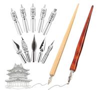 Comic Dip Pen Set,14Pcs with 2 Wooden Pen & 10 Styles Nibs,Calligraphy Nibs,Calligraphy Pen Set for Drawing,Writing,Sketch,Manga,Ink Pens for Artists,Dip Pens for Drawing,Caligraphy Beginners Set