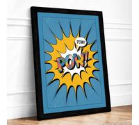 Comic Explosion Burst Retro Framed Wall Art Print A2 (59.4×42cm) Black, Wall Decor for Living Room, Bedroom, Office & Home, Ready to Hang, Art Gift