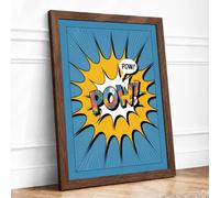 Comic Explosion Burst Retro Framed Wall Art Print A2 (59.4×42cm) Walnut, Wall Decor for Living Room, Bedroom, Office & Home, Ready to Hang, Art Gift
